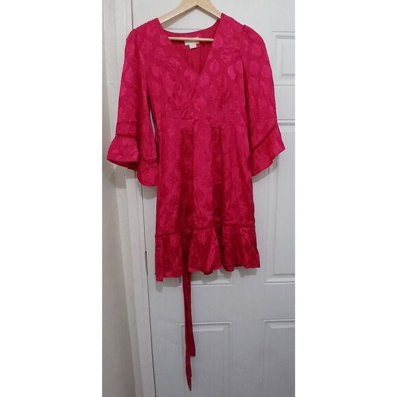 Maeve anthropologie womens size 0 boho cranberry bellsleeve mini fairy Coquette - Picture 1 of 5